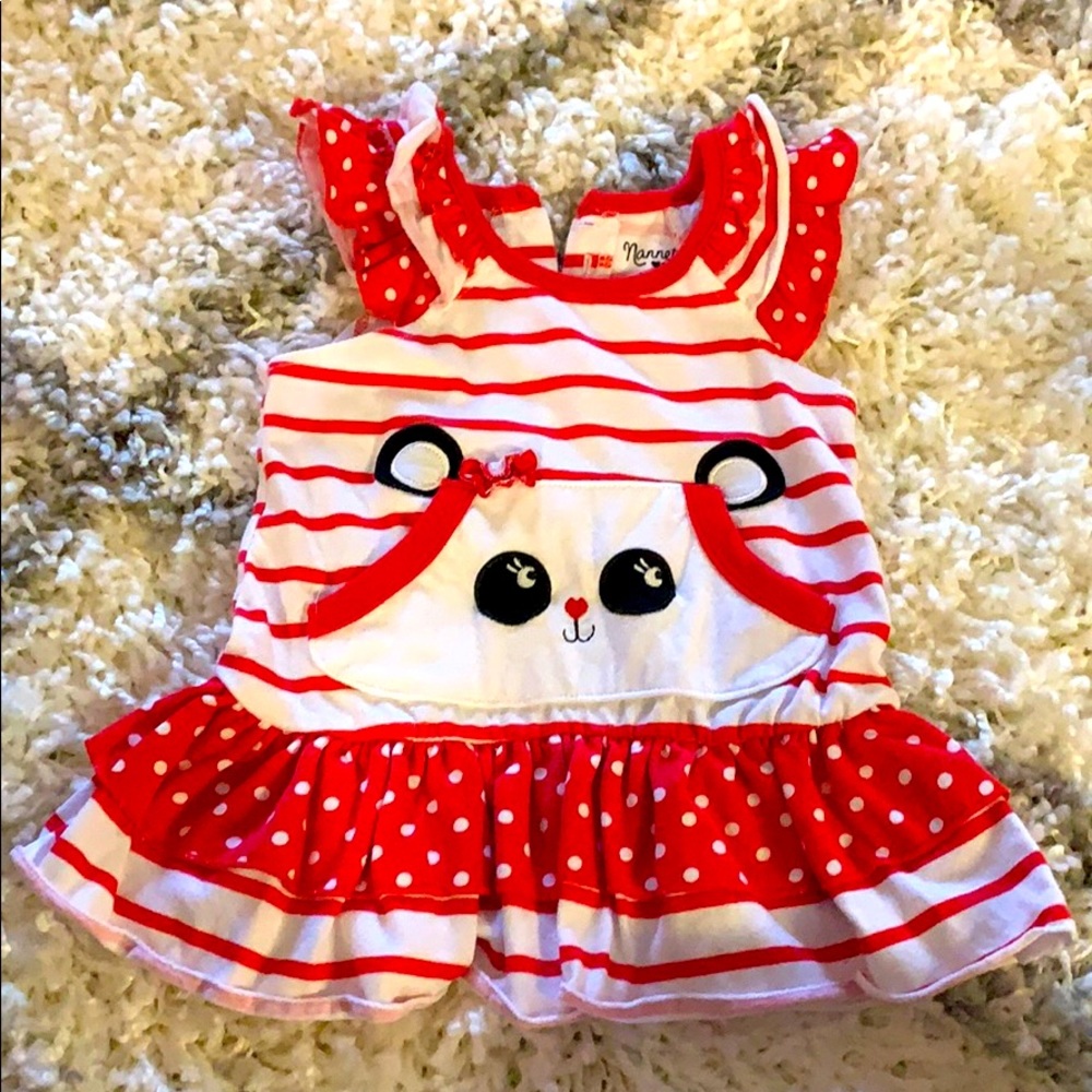 Red and white panda top